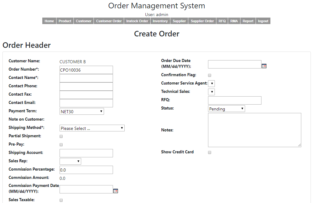 Create Order