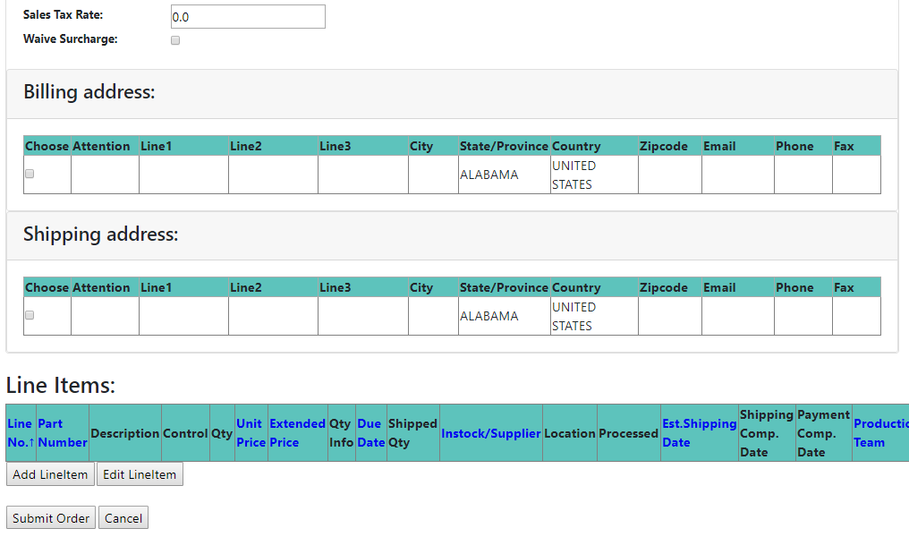 Create Order Continued