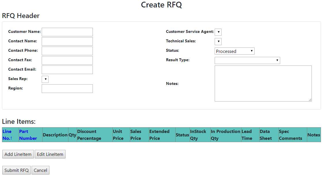 Create RFQ